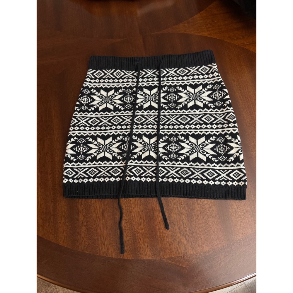 Y2K 90s Nordic Fair Isle Snowflake Knit Mini Skirt Sz S Apres Ski Cabincore Fall